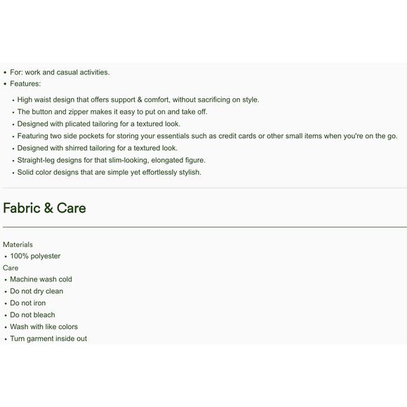 Halara Large Petite High Waist Button Front Shirred Straight Leg Work Pants - Picture 10 of 10